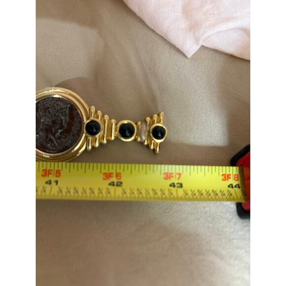 Vintage Judith Leiber Gold Chain Stretch Belt Double Coin Medallion Snake L-XL main image 8